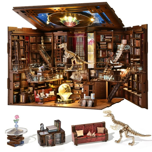 MiniCity Book Nook Kit DIY, casa en miniatura con luz LED