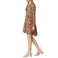thumbnail image 4 of Unique Bargains Women's Floral V Neck Cinched Waist Long Sleeve Dress XS Brown, 4 of 7