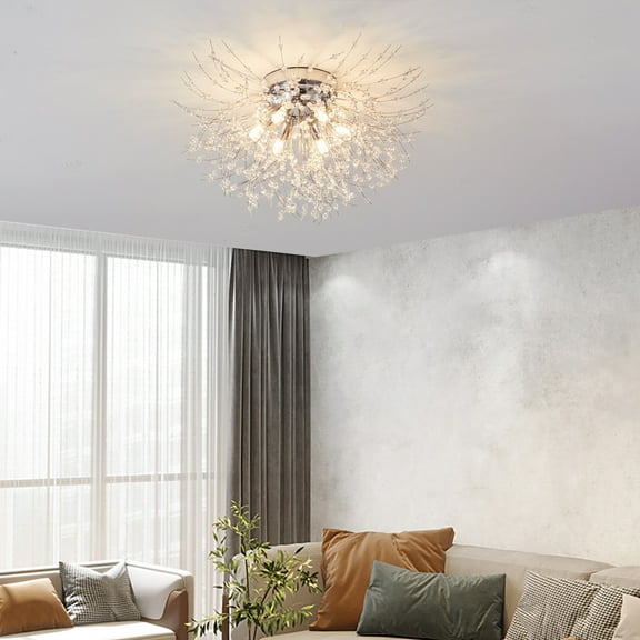 LED Chandelier Fireworks Flush Mount Light Modern Crystal Ceiling Light Fixture