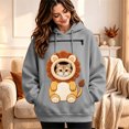 thumbnail image 2 of DHFJKG Women's Hoodie With Pet Pouch, Cute Lion Graphic Pet Holder Zipper Pocket Carries Pullover, 2 of 4