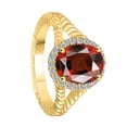 thumbnail image 4 of AoneJewelry 10K Diamond and Oval Shape Garnet Ring In Solid Rose, White & Yellow Gold, 4 of 5