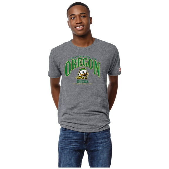 Men's League Collegiate Wear Heather Gray Oregon Ducks Victory Falls Tri-Blend T-Shirt