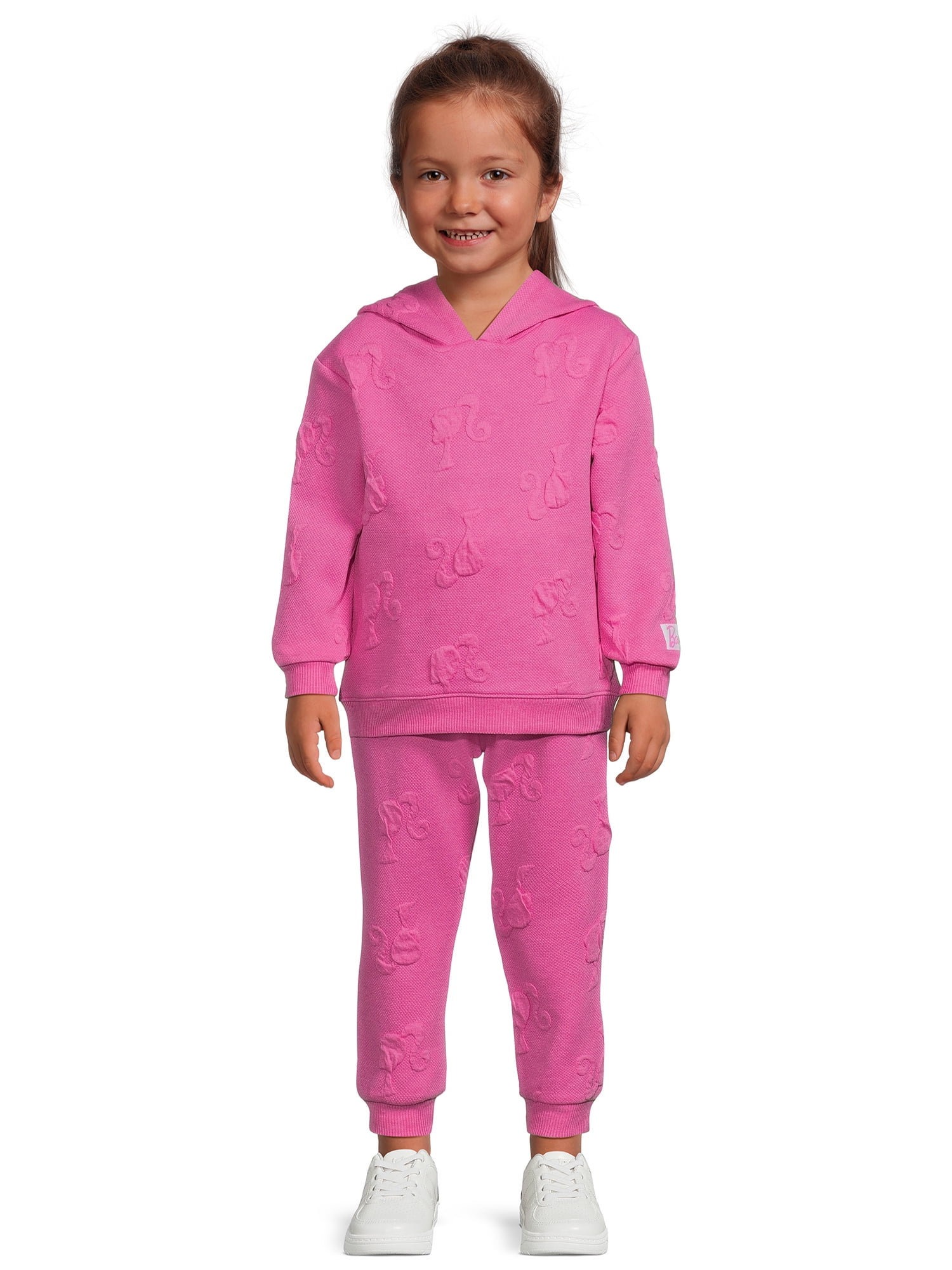 Barbie Toddler Girl Embossed Hoodie and Jogger Set, 2Piece, Sizes 2T