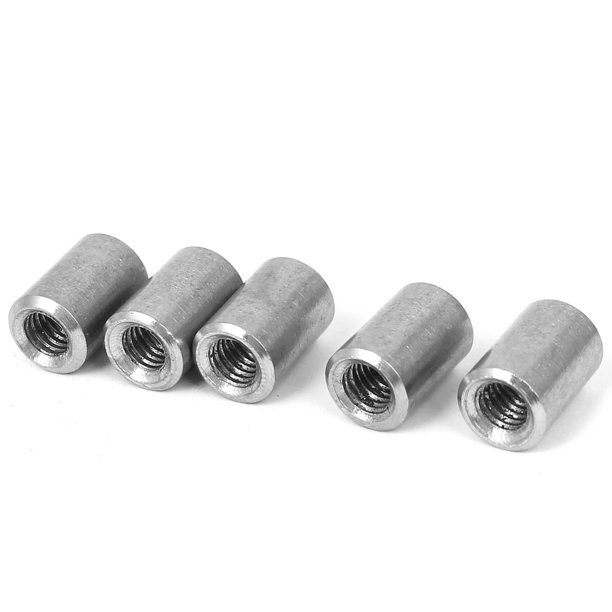 5pcs M6 Threaded Insert Tube Adapter 304 Stainless Steel Round Connector Nuts