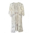 thumbnail image 4 of UPPADA Womens Kimono Cardigan Blouse Beach Cover Up Long Sleeve Swimsuit Coverup Casual Crochet Hollow Out Tie Front Swim Cover Up Knit Cardigan Beige,Free Size, 4 of 6