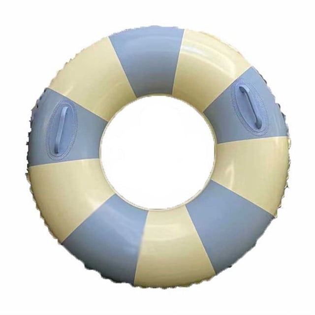 Langgg Children Inflatable Swimming Pool Buoyancy Rings Water Boating Rowing Practicing Aid Circle for Indoor Gym Seaside Party Blue Stripe Size 100 with Handle