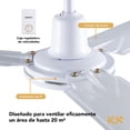 thumbnail image 3 of Ventilador de Techo 3Pzs 56 Pulgadas 3 Aspas de Acero 5 Vel 127V 65W Kingsman Blanco Estandar, 3 of 7