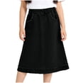thumbnail image 6 of ZToonmas Girls Elastic Waist A-Line Denim Midi Skirt Casual Long Skirt with Pockets Summer Solid Skirt for 4-15 Years, 6 of 9