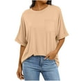 thumbnail image 2 of Mgmyaa Womens Crew Neck T Shirts Short Sleeve Tees Lightweight Summer Tops with Pocket, 2 of 8