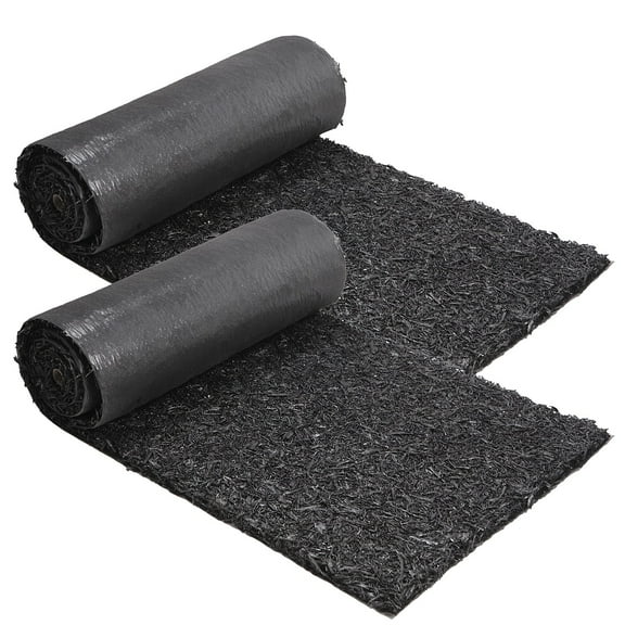 2 Pack Rubber Mulch Roll Mat for Landscaping Recycled Rubber Walkway Black Permanent Mulch Pathway Playground 8' x 2