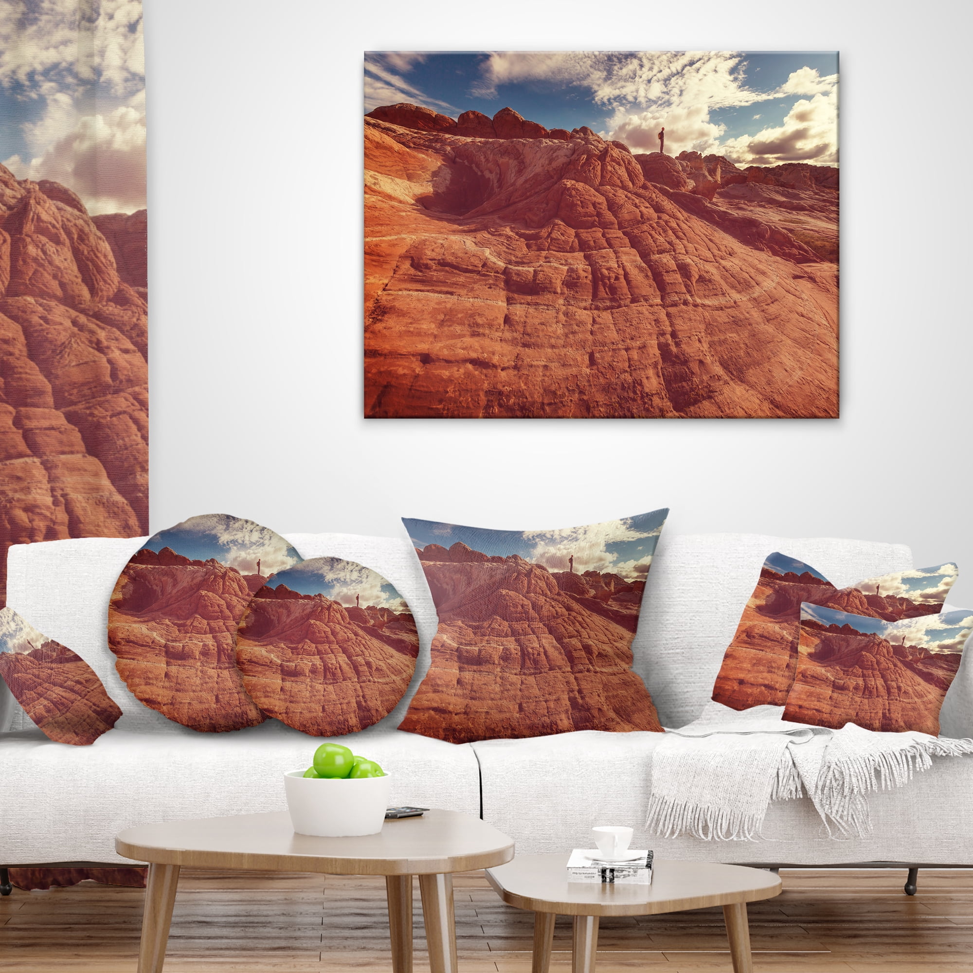 Designart Vermilion Cliffs At Sunrise - Landscape Printed Throw Pillow - 18x18
