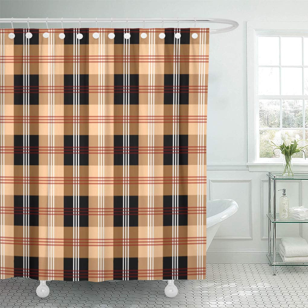 Suttom Red Black Camel And Tan White, Black White And Tan Shower Curtain