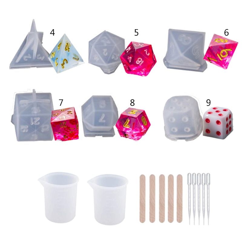 Silicone Mould Making DIY Crystal Epoxy Mold Dice Fillet Shape Digital Game Acc 