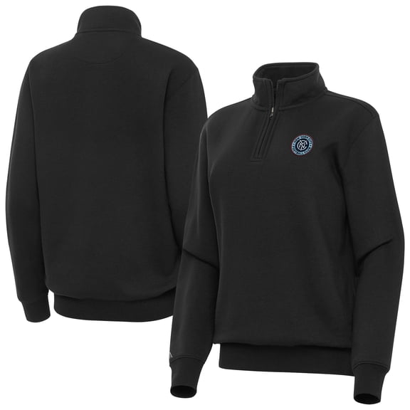 Women's Antigua Black New York City FC Victory Quarter-Zip Top