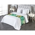 thumbnail image 3 of Forest Bed Runner, Vintage Looking Foggy Jungle Landscape Drawing Watercolor Artwork, Decorative Accent Bedding Scarf for Hotels Homes & Guest Rooms, King, Fern Green and Laurel Green, by Ambesonne, 3 of 3
