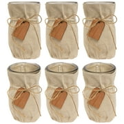 Syndicate Gift 6pk Vintage Home Decor Living Room Table Glass Vase Set with Linen Sleeves and Tags