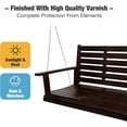 thumbnail image 4 of Wooden Porch Swing, Ergonomic Seat, Bench Swing with Hanging Chains and 7mm Springs, Heavy Duty 880 LBS, for Outdoor Patio Garden Yard (Dark Brown, 2-Seater Extra Large), 4 of 16