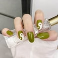 thumbnail image 3 of Uñas postizas Prensa corta de almendras en las uñas Cubierta completa de acrílico Puntas de uñas postizas verdes para mujeres y niñas 24PCS Namotu HMYH783, 3 of 6
