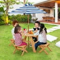 thumbnail image 2 of Costway Kids Wooden Table Set with Octagon Table 4 Stools & Removable Adjustable Umbrella Natural, 2 of 10