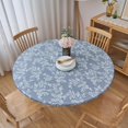 thumbnail image 2 of Round Elastic Edged Vinyl Tablecloth with Flannel Backing Waterproof Oil-Proof PVC Fitted Table Cloth Plastic Cover (Fits Tables up to 40" - 44" Diameter), 2 of 6