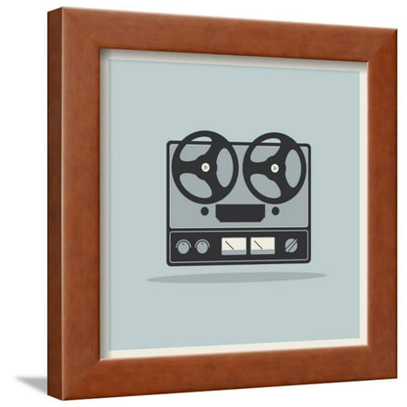 Retro Open Reel Tape Deck Stereo Recorder Player Vector Framed Print Wall Art By
