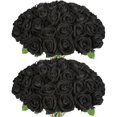 thumbnail image 1 of Flores artificiales Jefuzh Black Roses, 50 unidades, para Halloween, 1 of 7