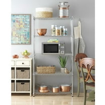 Rice Adjustable 13.39"W x 29.13"D x 59.06"H 5-Shelf Wire Freestanding Shelves, Silver Gray