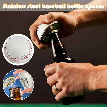 

Tiitstoy Stainless Steel Baseball Bottle Opener Beer Bottle Opener Made Of Real Baseball Leather Magnetic Bottle Opener and Bottle Cap - Cool Gadget for Teenagers