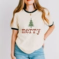 thumbnail image 7 of Merry Christmas Tree Stars - Women's Ringer Graphic T-Shirt, 7 of 7