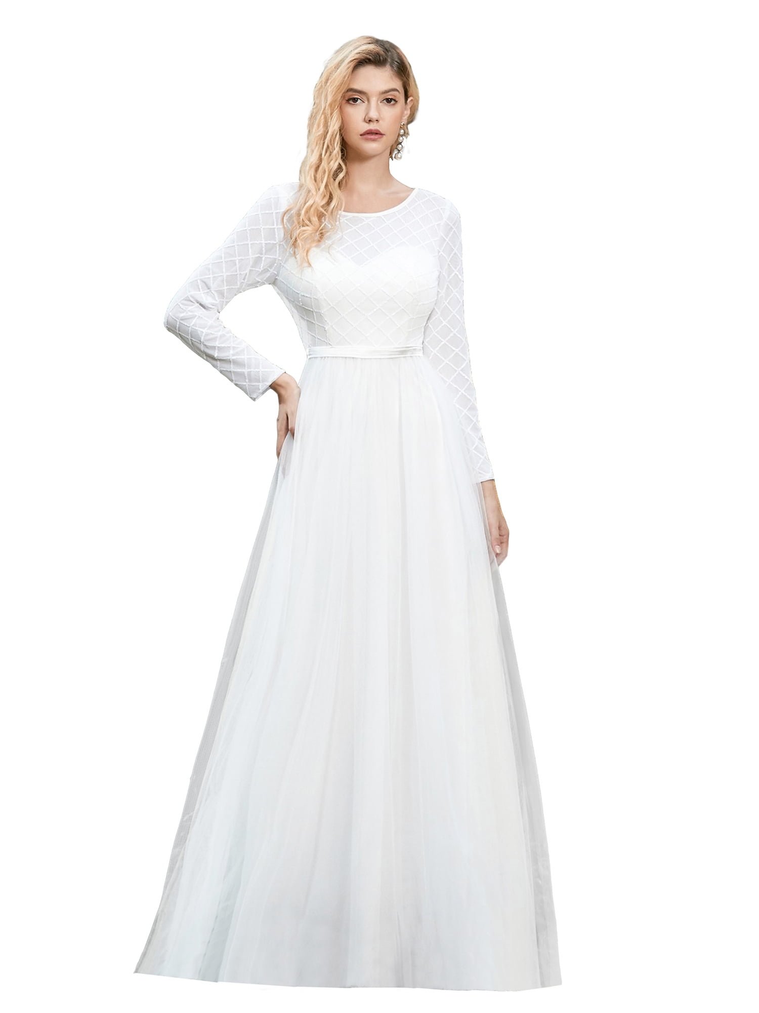 cream gown with sleeves