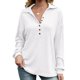 thumbnail image 1 of Las mujeres ocasionales acanaladas de punto Tops botón de manga larga otoño camiseta suelta blusa Abanopi Blanco/Pequeña, 1 of 7