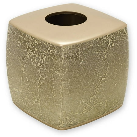 Zenna Home India Ink Huntington Tissue Box Cover, Gold Cracked Glass