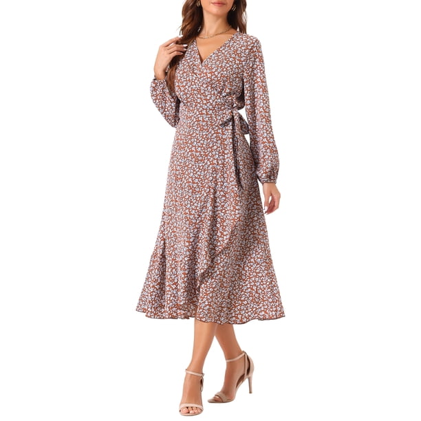 leith midi wrap dress LEITH Floral Navy /Pink Wrap Short Sleeves Fine Midi Dress XS Nordstrom