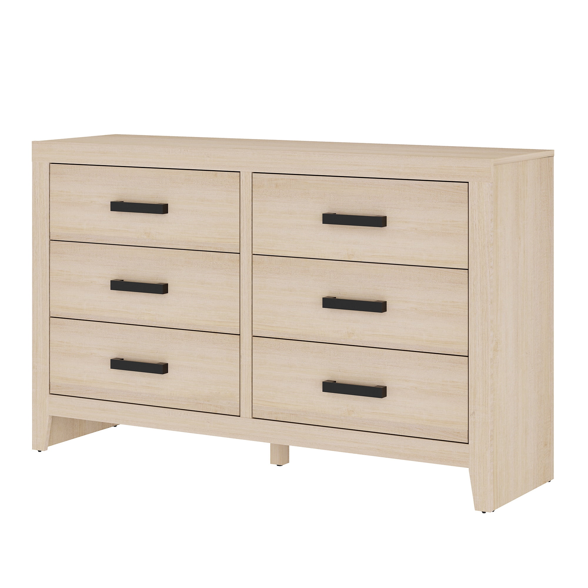 WAMPAT Farmhouse Dresser for Bedroom, 53 Inch Farmhouse Wood Storage Cabinet with 6 Drawers, Rustic Chest of Drawers for Living Room & Hallway
