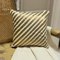 thumbnail image 4 of The HomeCentric Cushion Covers, Ivory Decorative Pillow Cover&nbsp;For Sofa Pack of 2, 16x16 inch (40x40 cm) Silk Cushion Cover, Striped, Pintucks, Textured, Zippered - Unfolding Ivory Antique Gold, 4 of 10