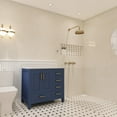 thumbnail image 2 of Ayna Decors Rooh 36 in Navy Blue Bathroom Vanity Set with White Quartz Countertop | Ceramic Sink | 2 Soft Closing Doors | 5 Full Extention Soft Close Drawer | Gold Hardware, 2 of 10