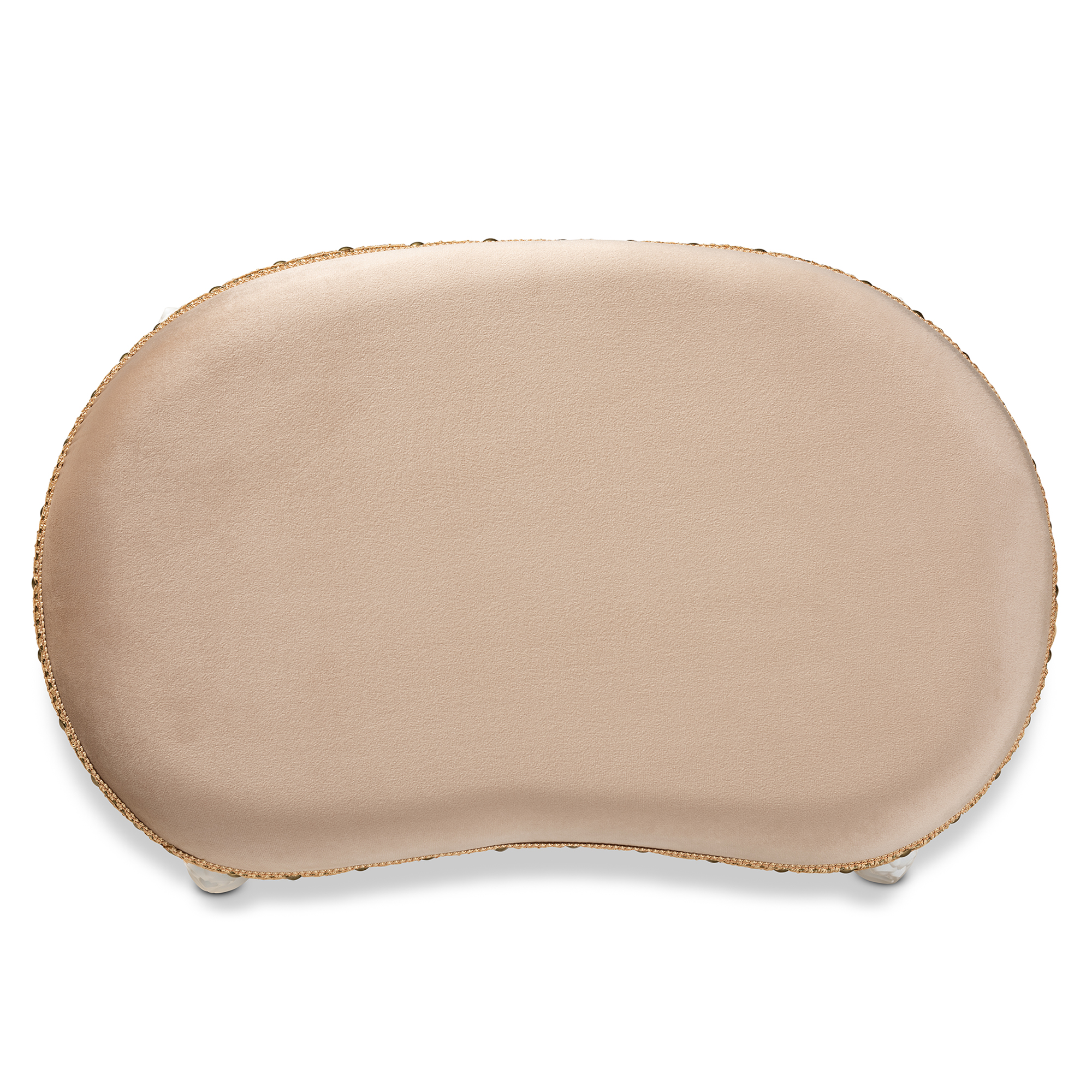 Baxton Studio Gabrielle Traditional French Country Provincial Sand Velvet Fabric Upholstered White-Finished Wood Vanity Ottoman