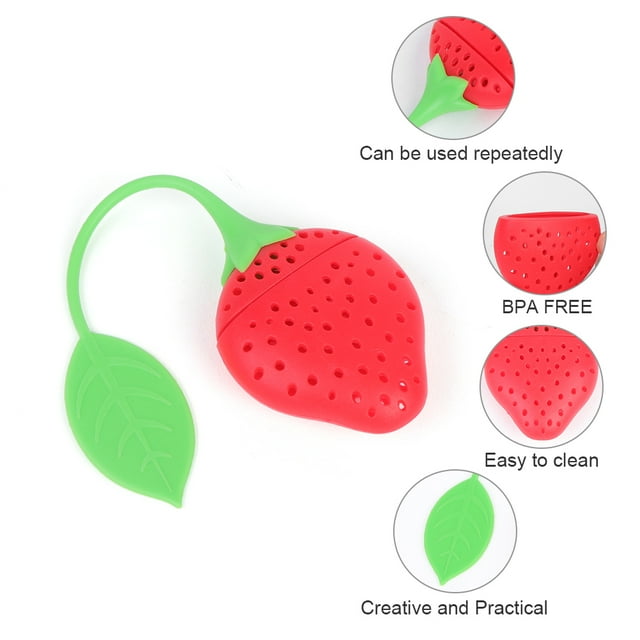 Colador de té divertido del filtro del té del diseño de la forma de la fresa de la categoría alimenticia del Infusor del té del silicón lindo
