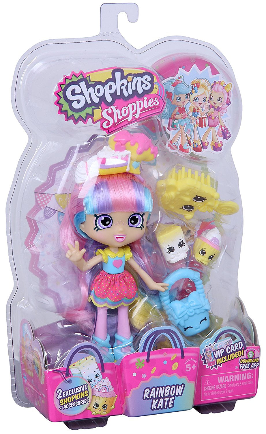 Shopkins Join the Party Shoppies Rainbow Kate Doll *** & 2 Exclusive Figures ! 