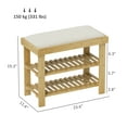 thumbnail image 2 of KWUXIN Bamboo Shoe Bench, 3-Tier Entryway Bench with Storage and Cushion, Shoe Organizer for Entryway, Hallway, Holds Up to 331 lbs,Cream White,35.4" W x 11.4" D x 19.3" H, 2 of 12