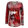 thumbnail image 4 of Puntoco Blusa de Navidad de manga larga con cuello en V y estampado de copos de nieve informal para mujer Puntoco Puntoco-6284, 4 of 5