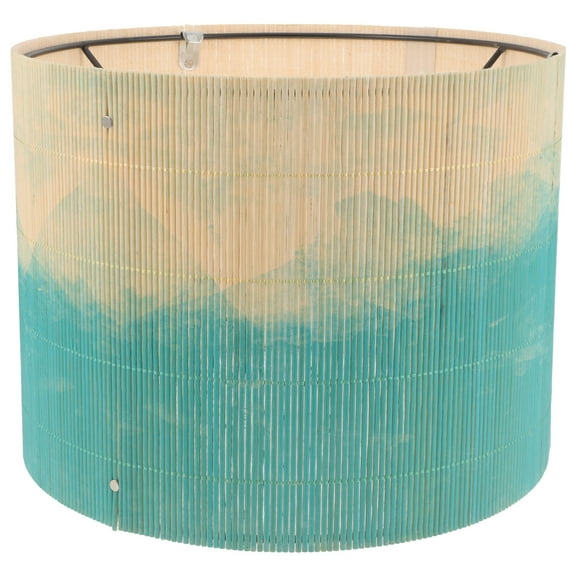 Bamboo Lamp Shade with Unique Watercolor Print for Home Decor Table Lamps Light Green 12.5 inches