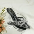 thumbnail image 4 of JENN ARDOR Women's Low Heels Slingback Bow Kitten Pumps Rhinestone Dressy Shoes, 4 of 5