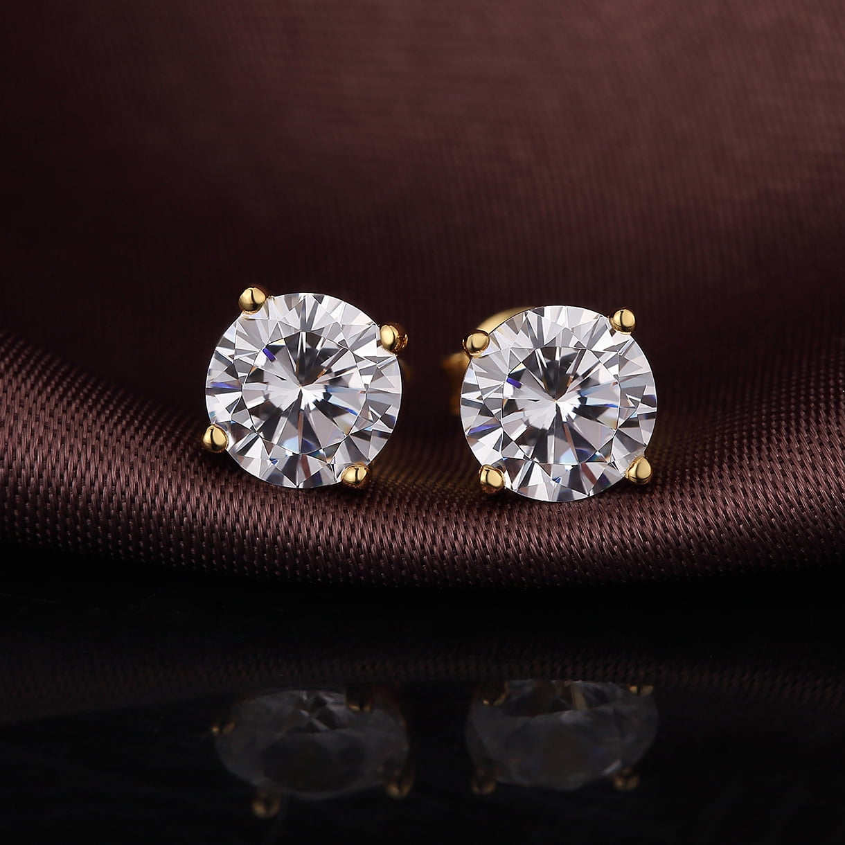 Diamond Earrings Gold Stud Earrings for Men Women Cz Stud Earrings Gold Diamond Stud Earrings Cubic Zirconia Earrings Studs for Women Diamond Studs Fake Diamond Earring Studs 4mm