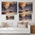 thumbnail image 4 of Designart 'Dark Blue Silhouettes of Trees With Winding River' Lake House Print on Natural Pine Wood, 4 of 5