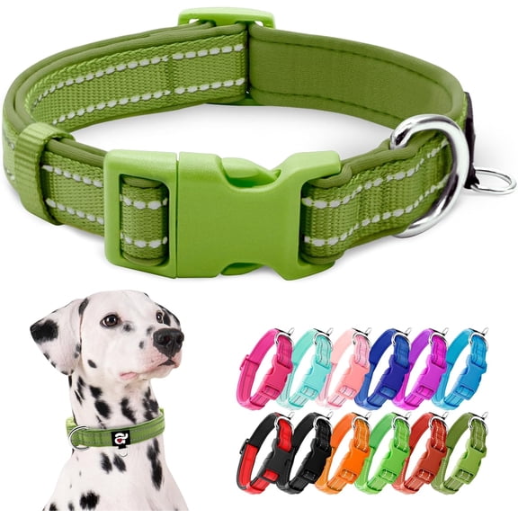 Minzimin Reflective Dog Collar, Soft Neoprene Padded Pet Collar with D Tag Ring, Adjustable for Small Dogs