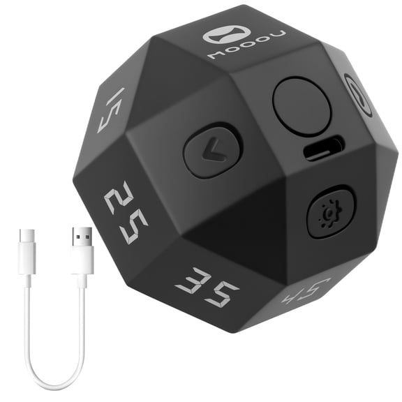 Cube Timer ABS Rotating Pomodoro Timer Time Management Cube with 12 Side Time Module Rechargeable Pomodoro Timer 3 Alarm Reminder Modes Cube Timer Suitable for Bedroom