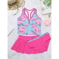 thumbnail image 5 of iiniim Girls' 3 Piece Swimwear Tankini Digital Printed Sleeveless Tanks Vest with Bottom Dress Bathing Suit Blue Rose Red 8-10, 5 of 7