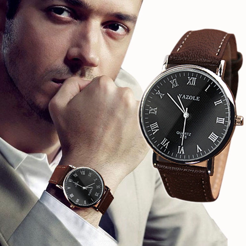 Luxury Fashion Faux Leather Mens Quartz Analog Watch Watches Luxury Fashion Faux Leather Mens Quartz Analog Watch Watches