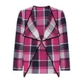 thumbnail image 7 of YUTK Womens Plaid Shawl Collar Cardigan Sweaters Long Open Front Flannel Jacket Buffalo Plaid Shacket Fashion Fall Outfits Hot Pink S, 7 of 7